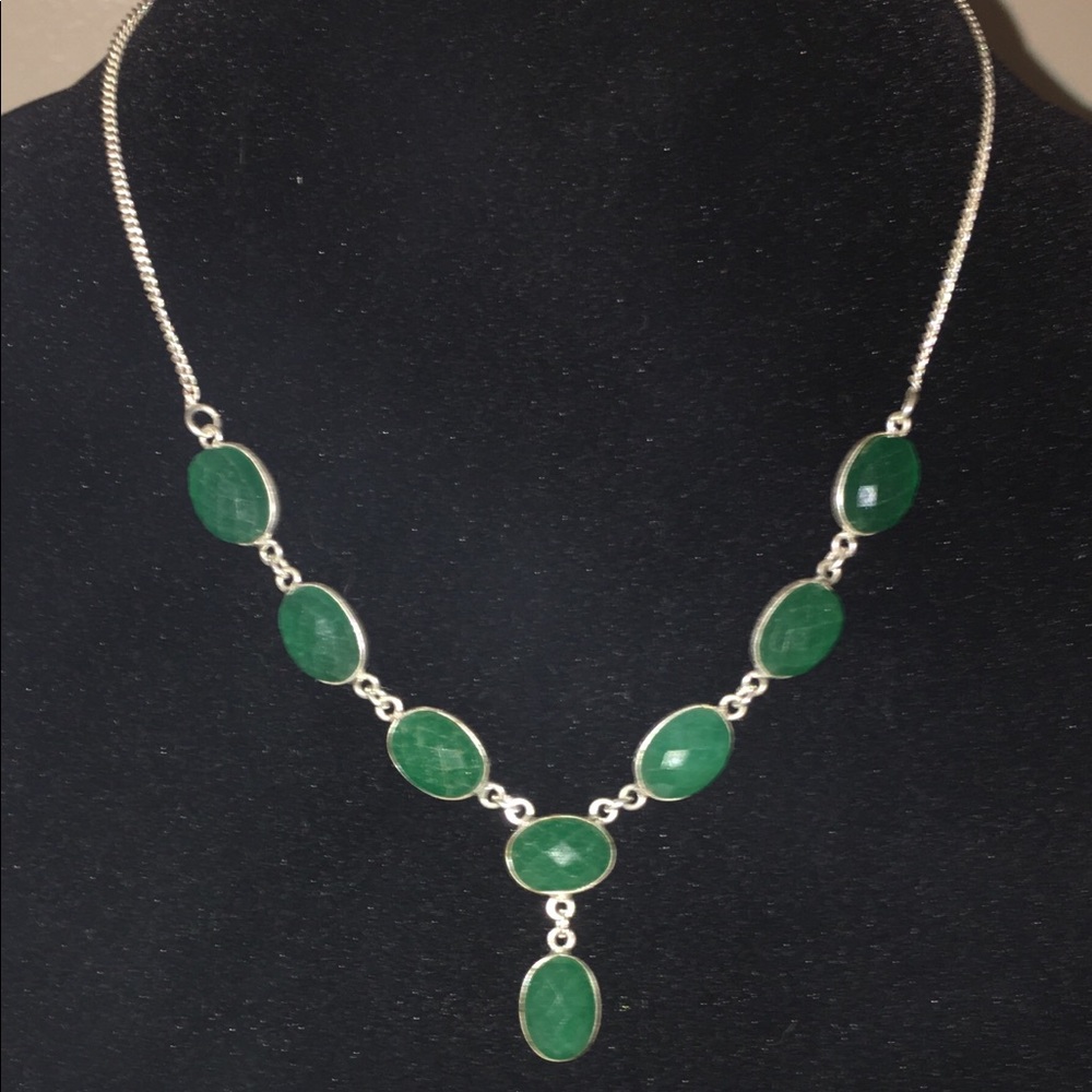 Green Clovers Gorgeous Faceted Emrald Necklace
